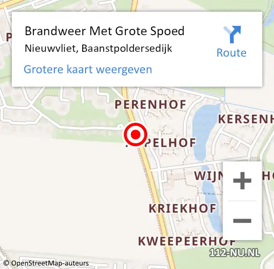 Locatie op kaart van de 112 melding: Brandweer Met Grote Spoed Naar Nieuwvliet, Baanstpoldersedijk op 1 oktober 2015 17:57