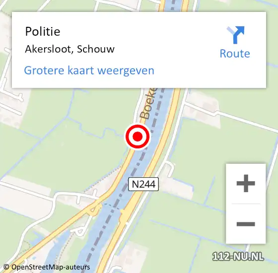 Locatie op kaart van de 112 melding: Politie Akersloot, Schouw op 1 oktober 2015 18:11