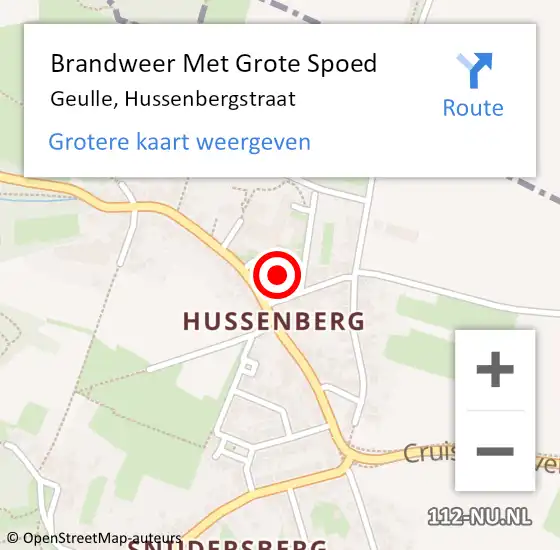 Locatie op kaart van de 112 melding: Brandweer Met Grote Spoed Naar Geulle, Hussenbergstraat op 1 oktober 2015 18:22