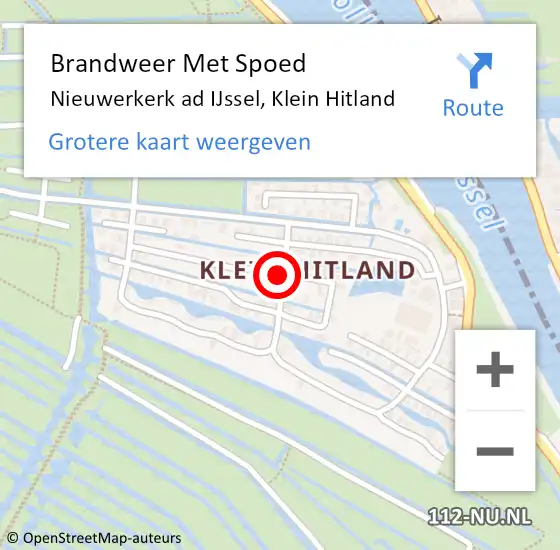 Locatie op kaart van de 112 melding: Brandweer Met Spoed Naar Nieuwerkerk ad IJssel, Klein Hitland op 22 november 2013 10:15
