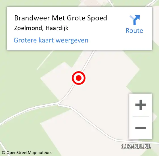 Locatie op kaart van de 112 melding: Brandweer Met Grote Spoed Naar Zoelmond, Haardijk op 1 oktober 2015 22:17