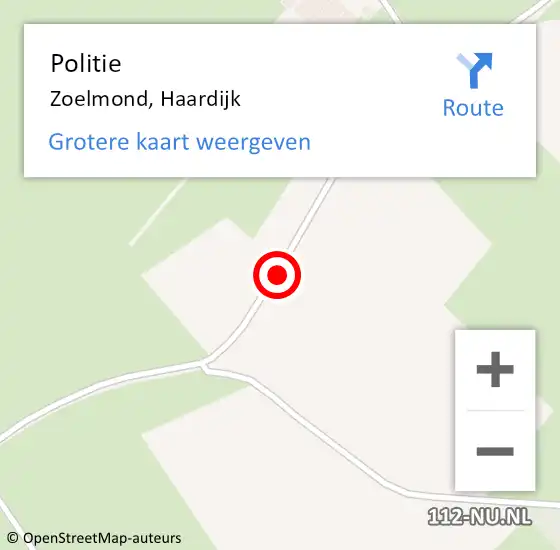 Locatie op kaart van de 112 melding: Politie Zoelmond, Haardijk op 1 oktober 2015 22:17