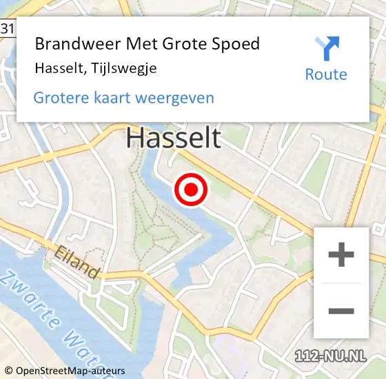 Locatie op kaart van de 112 melding: Brandweer Met Grote Spoed Naar Hasselt, Tijlswegje op 1 oktober 2015 23:11