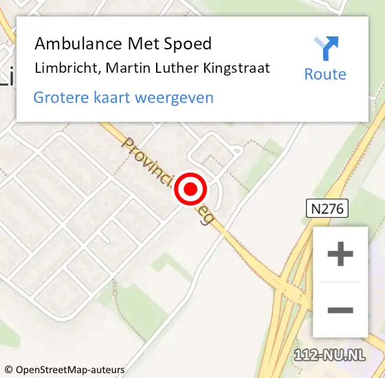 Locatie op kaart van de 112 melding: Ambulance Met Spoed Naar Limbricht, Martin Luther Kingstraat op 22 november 2013 10:37