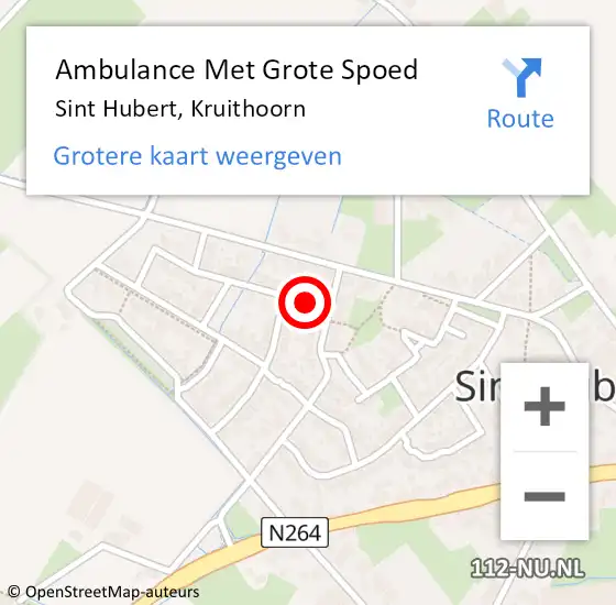 Locatie op kaart van de 112 melding: Ambulance Met Grote Spoed Naar Sint Hubert, Kruithoorn op 2 oktober 2015 02:24