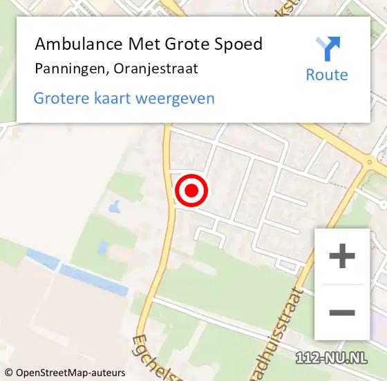 Locatie op kaart van de 112 melding: Ambulance Met Grote Spoed Naar Panningen, Oranjestraat op 22 november 2013 10:51
