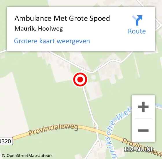Locatie op kaart van de 112 melding: Ambulance Met Grote Spoed Naar Maurik, Hoolweg op 2 oktober 2015 08:49