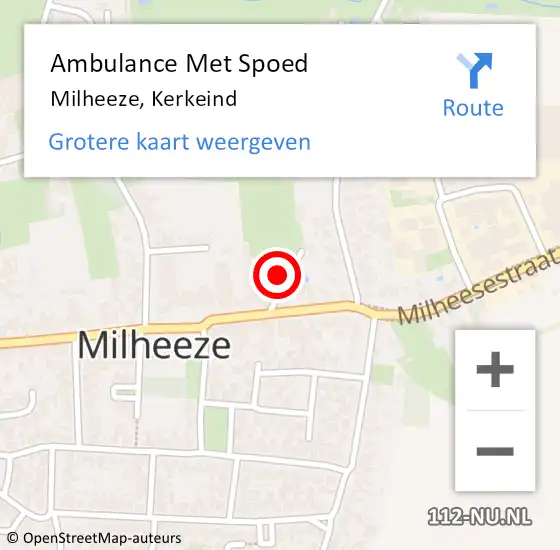 Locatie op kaart van de 112 melding: Ambulance Met Spoed Naar Milheeze, Kerkeind op 2 oktober 2015 08:52