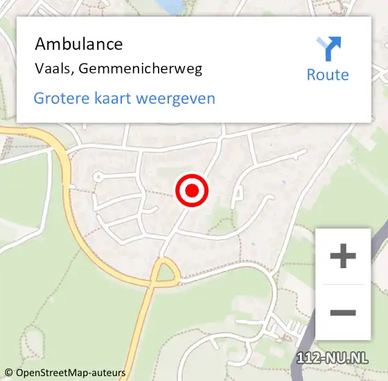 Locatie op kaart van de 112 melding: Ambulance Vaals, Gemmenicherweg op 22 november 2013 11:07