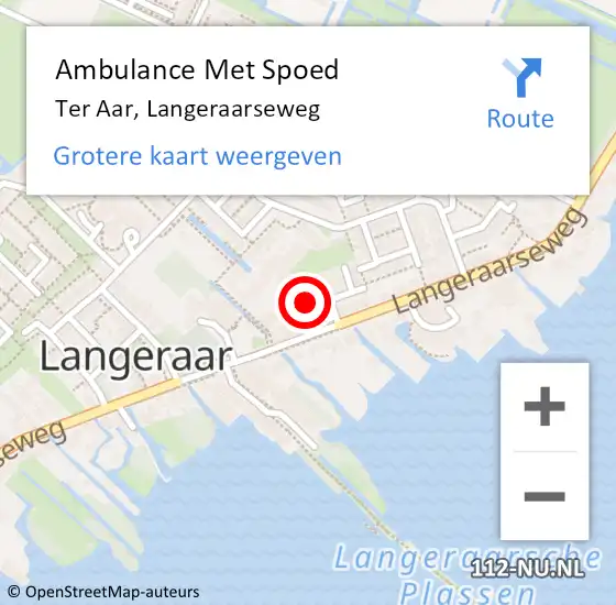 Locatie op kaart van de 112 melding: Ambulance Met Spoed Naar Ter Aar, Langeraarseweg op 2 oktober 2015 10:51