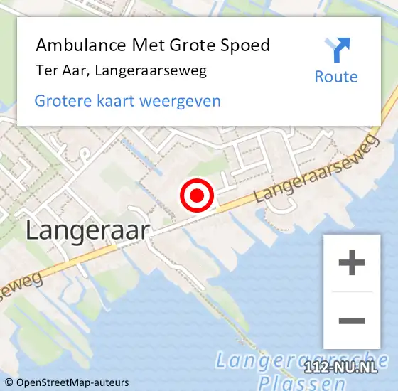 Locatie op kaart van de 112 melding: Ambulance Met Grote Spoed Naar Ter Aar, Langeraarseweg op 2 oktober 2015 10:57