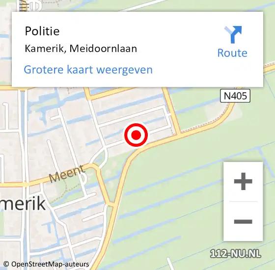 Locatie op kaart van de 112 melding: Politie Kamerik, Meidoornlaan op 2 oktober 2015 12:00