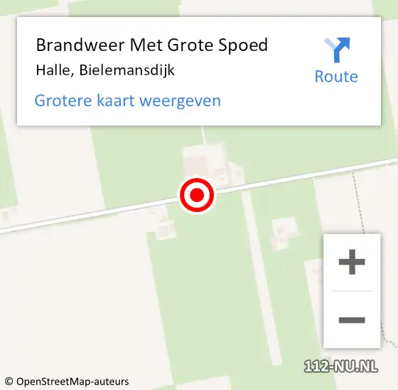 Locatie op kaart van de 112 melding: Brandweer Met Grote Spoed Naar Halle, Bielemansdijk op 2 oktober 2015 12:29