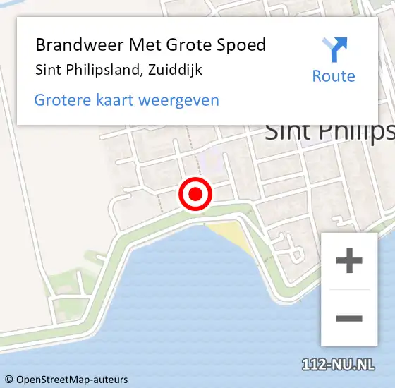 Locatie op kaart van de 112 melding: Brandweer Met Grote Spoed Naar Sint Philipsland, Zuiddijk op 2 oktober 2015 16:56