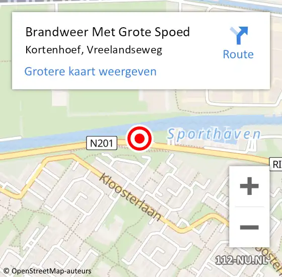 Locatie op kaart van de 112 melding: Brandweer Met Grote Spoed Naar Kortenhoef, Vreelandseweg op 2 oktober 2015 17:21