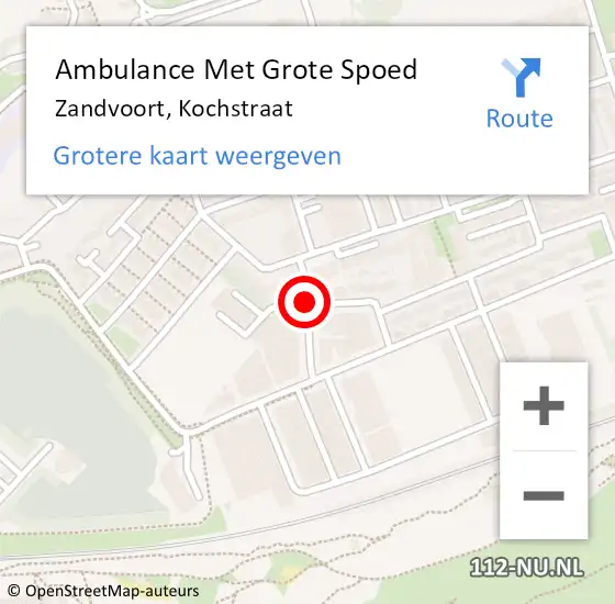 Locatie op kaart van de 112 melding: Ambulance Met Grote Spoed Naar Zandvoort, Kochstraat op 2 oktober 2015 18:10