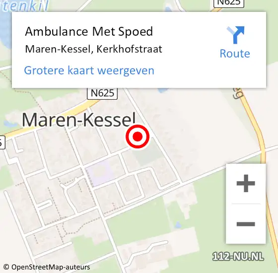 Locatie op kaart van de 112 melding: Ambulance Met Spoed Naar Maren-Kessel, Kerkhofstraat op 22 november 2013 12:01