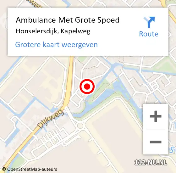 Locatie op kaart van de 112 melding: Ambulance Met Grote Spoed Naar Honselersdijk, Kapelweg op 2 oktober 2015 20:44