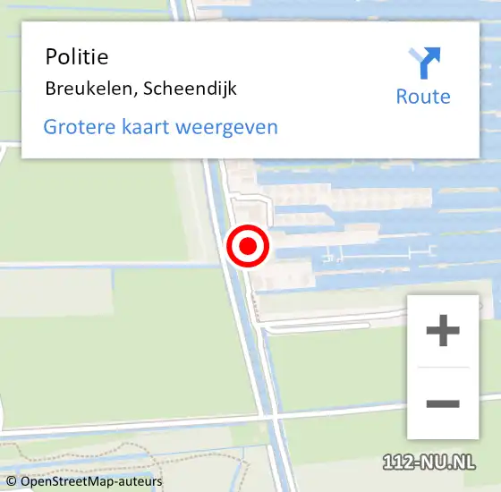 Locatie op kaart van de 112 melding: Politie Breukelen, Scheendijk op 3 oktober 2015 00:14