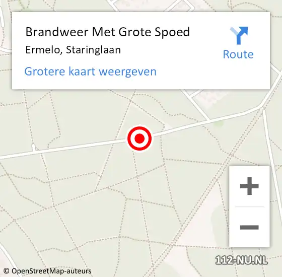 Locatie op kaart van de 112 melding: Brandweer Met Grote Spoed Naar Ermelo, Staringlaan op 3 oktober 2015 00:36