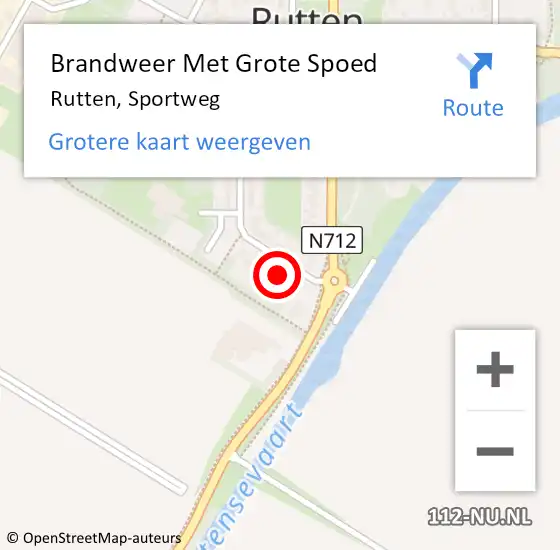 Locatie op kaart van de 112 melding: Brandweer Met Grote Spoed Naar Rutten, Sportweg op 3 oktober 2015 07:47