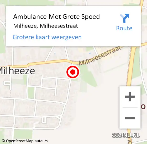 Locatie op kaart van de 112 melding: Ambulance Met Grote Spoed Naar Milheeze, Milheesestraat op 3 oktober 2015 10:03