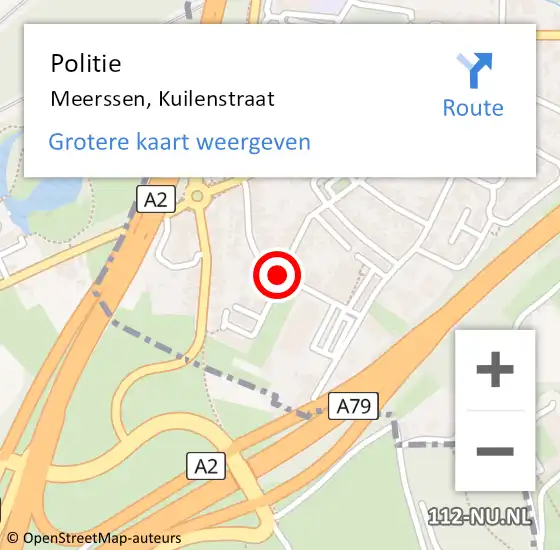 Locatie op kaart van de 112 melding: Politie Meerssen, Kuilenstraat op 3 oktober 2015 10:08