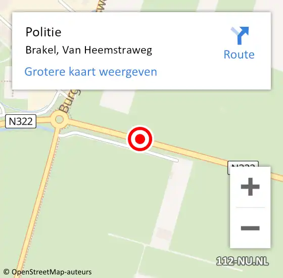 Locatie op kaart van de 112 melding: Politie Brakel, Van Heemstraweg op 3 oktober 2015 10:11