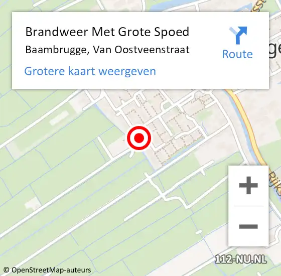 Locatie op kaart van de 112 melding: Brandweer Met Grote Spoed Naar Baambrugge, Van Oostveenstraat op 3 oktober 2015 10:20