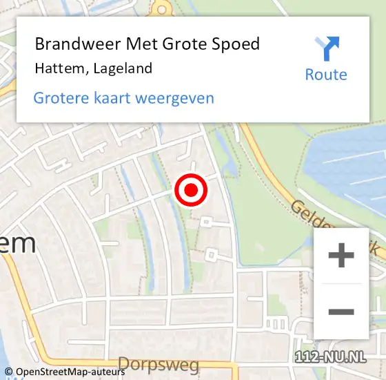 Locatie op kaart van de 112 melding: Brandweer Met Grote Spoed Naar Hattem, Lageland op 3 oktober 2015 10:33