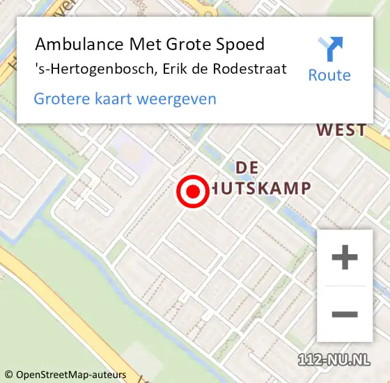 Locatie op kaart van de 112 melding: Ambulance Met Grote Spoed Naar 's-Hertogenbosch, Erik de Rodestraat op 3 oktober 2015 10:39