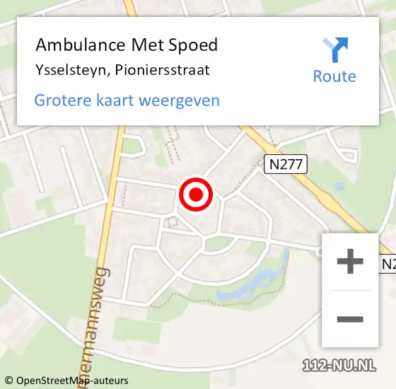 Locatie op kaart van de 112 melding: Ambulance Met Spoed Naar Ysselsteyn, Pioniersstraat op 3 oktober 2015 11:49