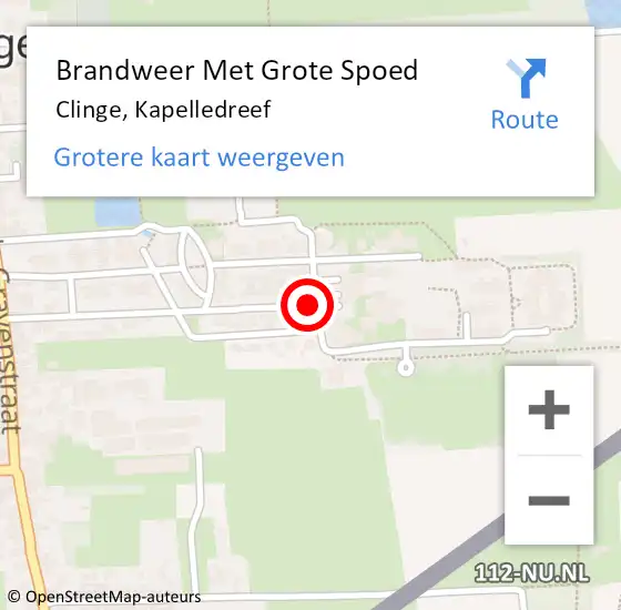 Locatie op kaart van de 112 melding: Brandweer Met Grote Spoed Naar Clinge, Kapelledreef op 3 oktober 2015 11:54