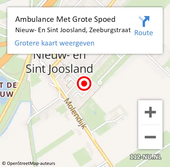 Locatie op kaart van de 112 melding: Ambulance Met Grote Spoed Naar Nieuw- En Sint Joosland, Zeeburgstraat op 3 oktober 2015 12:06
