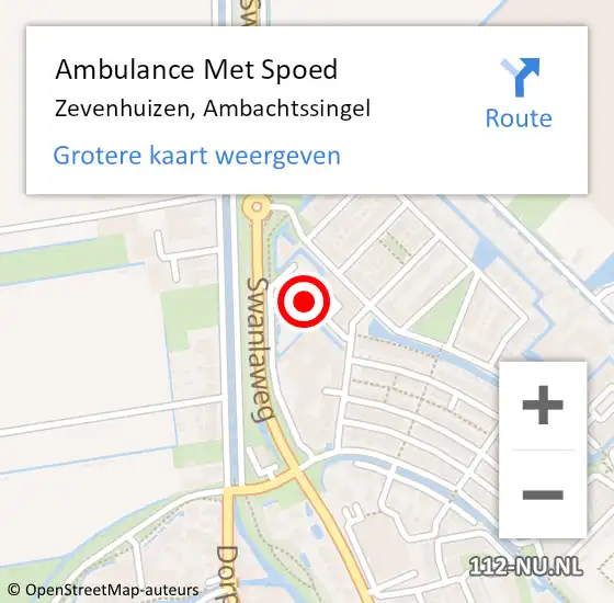 Locatie op kaart van de 112 melding: Ambulance Met Spoed Naar Zevenhuizen, Ambachtssingel op 3 oktober 2015 13:30