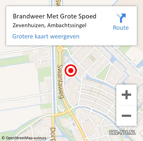 Locatie op kaart van de 112 melding: Brandweer Met Grote Spoed Naar Zevenhuizen, Ambachtssingel op 3 oktober 2015 13:34