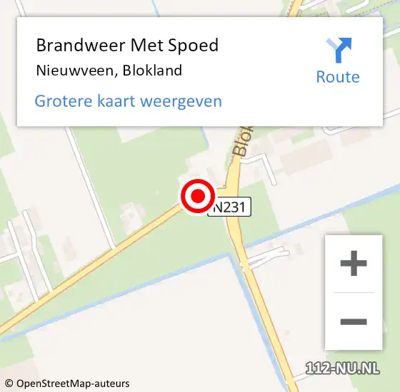 Locatie op kaart van de 112 melding: Brandweer Met Spoed Naar Nieuwveen, Blokland op 3 oktober 2015 13:39