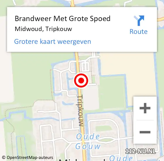 Locatie op kaart van de 112 melding: Brandweer Met Grote Spoed Naar Midwoud, Tripkouw op 3 oktober 2015 13:54