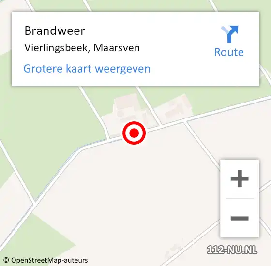 Locatie op kaart van de 112 melding: Brandweer Vierlingsbeek, Maarsven op 3 oktober 2015 14:18