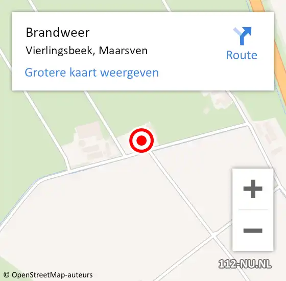 Locatie op kaart van de 112 melding: Brandweer Vierlingsbeek, Maarsven op 3 oktober 2015 14:28