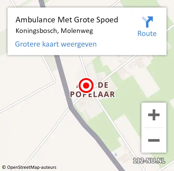 Locatie op kaart van de 112 melding: Ambulance Met Grote Spoed Naar Koningsbosch, Molenweg op 22 november 2013 13:18