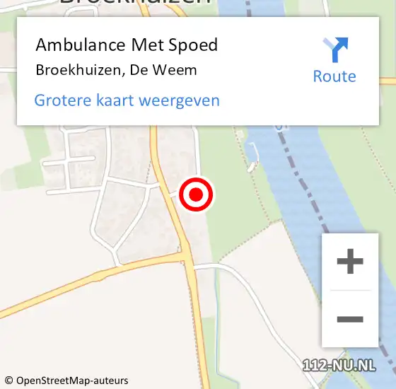 Locatie op kaart van de 112 melding: Ambulance Met Spoed Naar Broekhuizen, De Weem op 22 november 2013 13:45