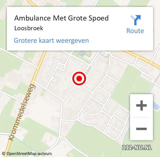 Locatie op kaart van de 112 melding: Ambulance Met Grote Spoed Naar Loosbroek op 4 oktober 2015 05:11