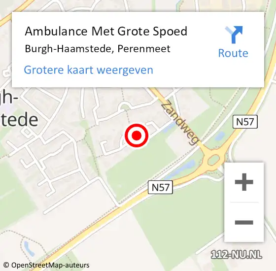 Locatie op kaart van de 112 melding: Ambulance Met Grote Spoed Naar Burgh-Haamstede, Perenmeet op 4 oktober 2015 07:35