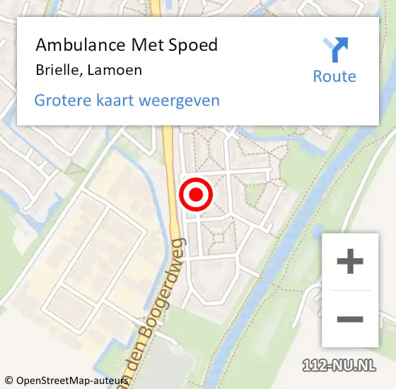 Locatie op kaart van de 112 melding: Ambulance Met Spoed Naar Brielle, Lamoen op 4 oktober 2015 09:00