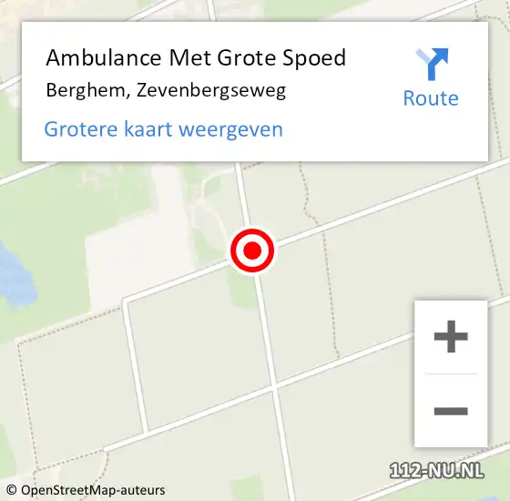 Locatie op kaart van de 112 melding: Ambulance Met Grote Spoed Naar Berghem, Zevenbergseweg op 4 oktober 2015 09:40