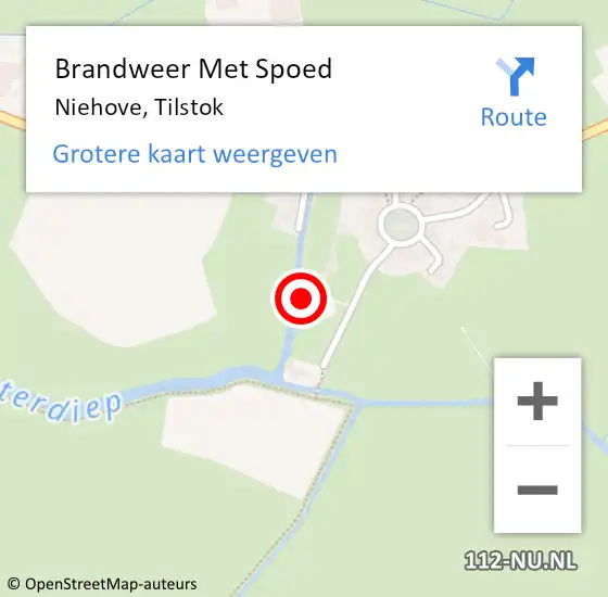 Locatie op kaart van de 112 melding: Brandweer Met Spoed Naar Niehove, Tilstok op 4 oktober 2015 09:53