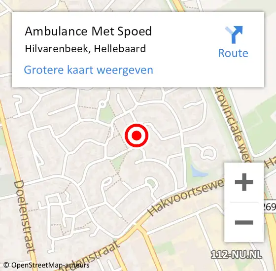 Locatie op kaart van de 112 melding: Ambulance Met Spoed Naar Hilvarenbeek, Hellebaard op 4 oktober 2015 10:41