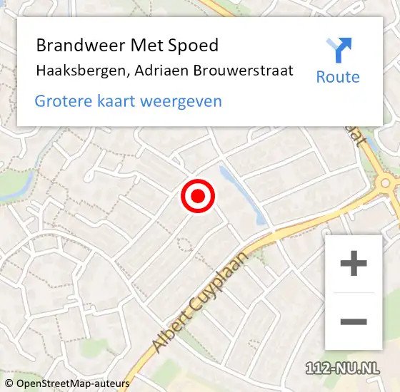 Locatie op kaart van de 112 melding: Brandweer Met Spoed Naar Haaksbergen, Adriaen Brouwerstraat op 4 oktober 2015 11:02