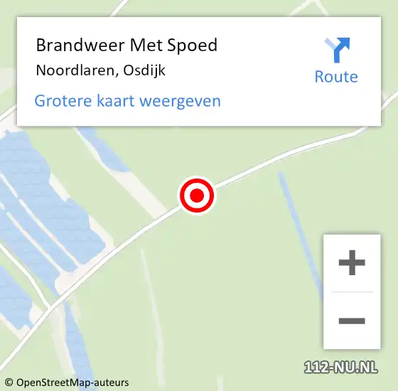 Locatie op kaart van de 112 melding: Brandweer Met Spoed Naar Noordlaren, Osdijk op 4 oktober 2015 11:25